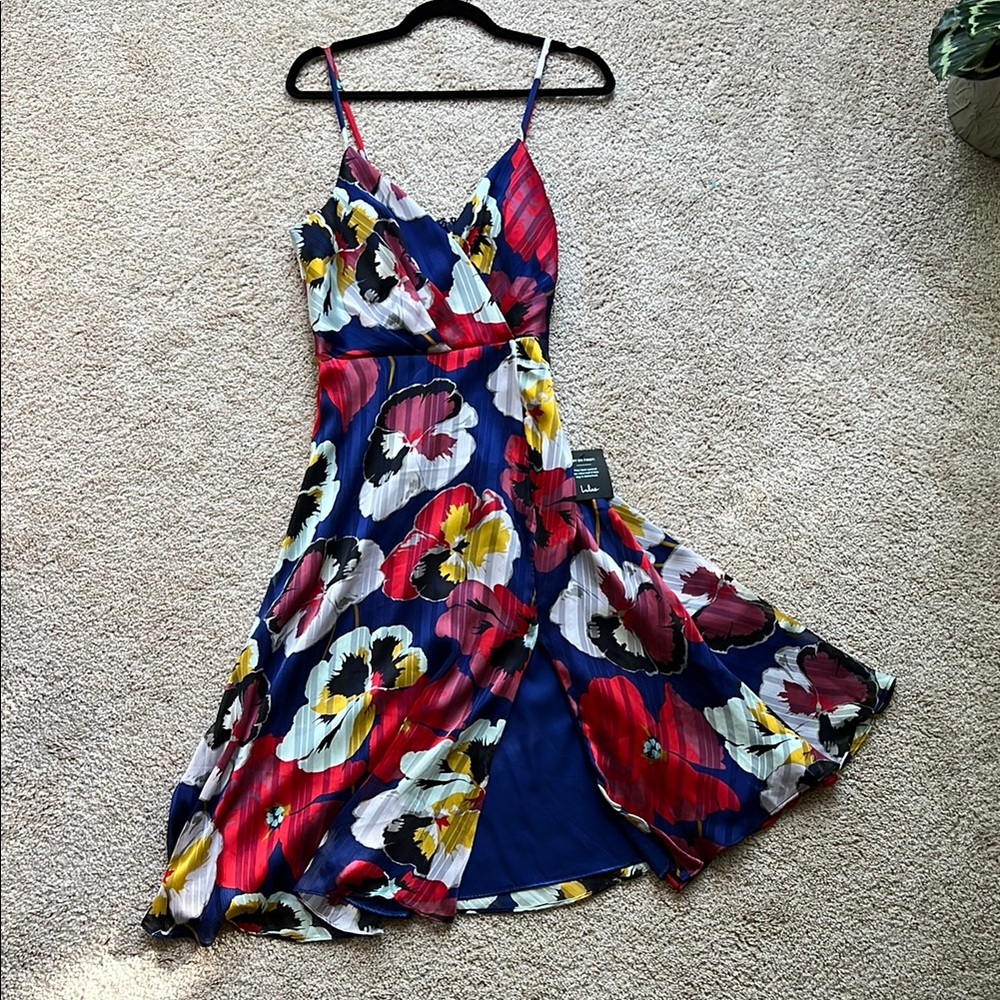 Lulu's Blue and Red Spaghetti Strap Midi Sundress